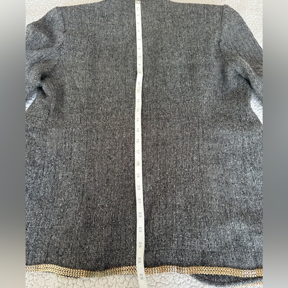 Ella Luna Chain Embellished Grey Wool Sweater Jacket Size L - Picture 9 of 11